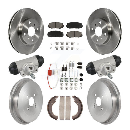 Front Rear Disc Brake Rotors Ceramic Pads And Drum Kit (9Pc) For Toyota Prius C Scion iQ K8C-103774