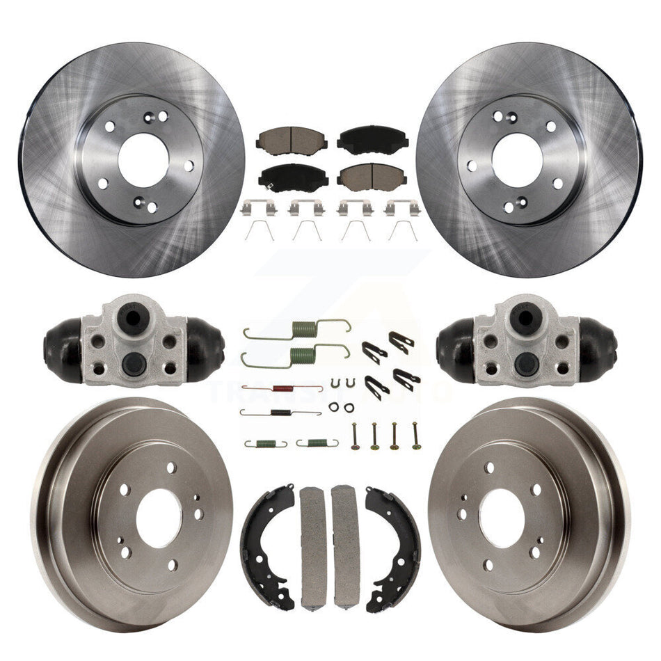 Front Rear Disc Brake Rotors Ceramic Pads And Drum Kit (9Pc) For Honda Fit K8C-103775