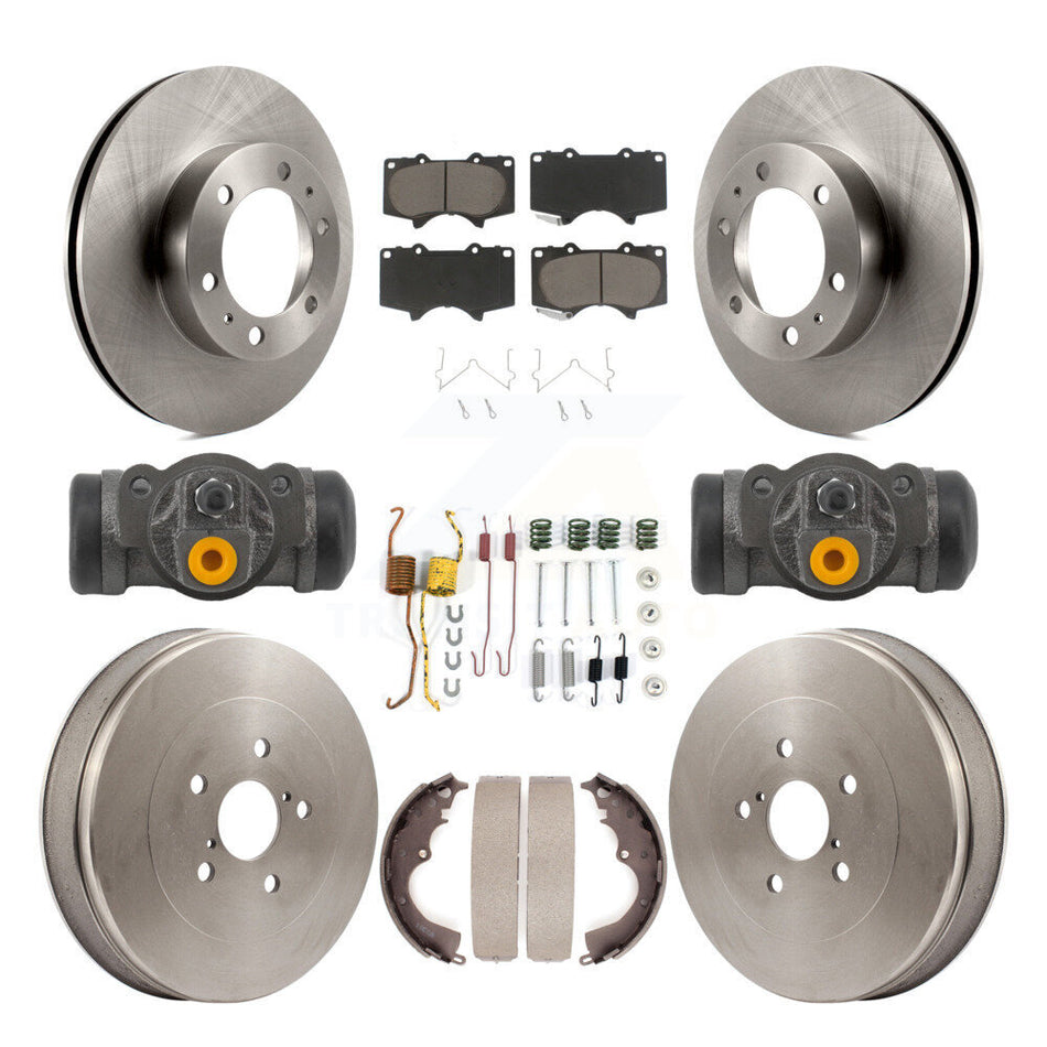 Front Rear Brake Rotor Ceramic Pad Drum Kit (9Pc) For Toyota Tacoma RWD With 6 Lug Wheels K8C-103784