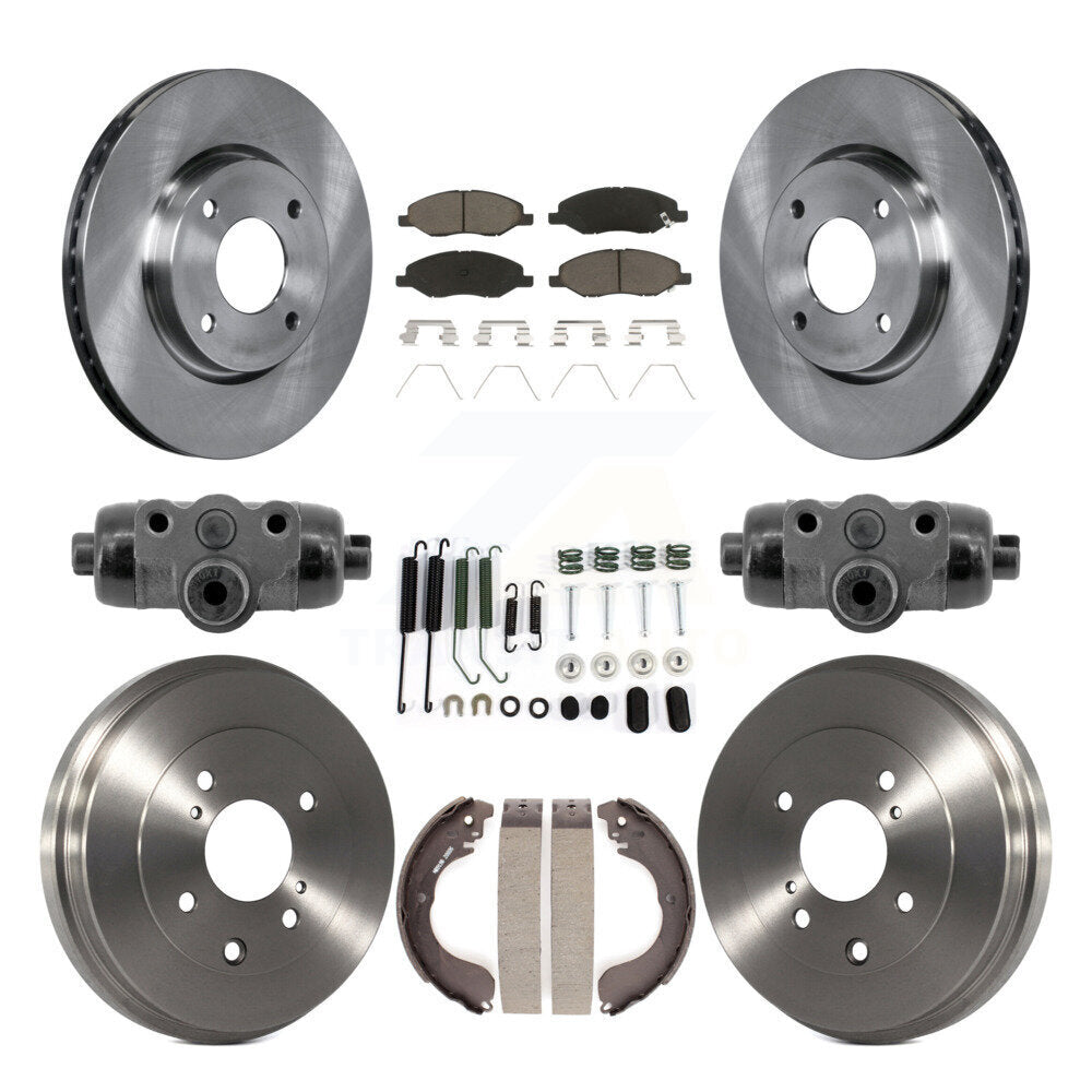 Front Rear Disc Brake Rotors Ceramic Pad Drum Kit (9Pc) For 2008 Nissan Versa 4-Wheel ABS K8C-103785