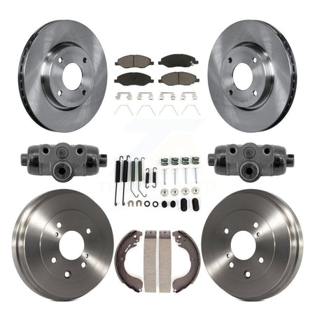 Front Rear Disc Brake Rotors Ceramic Pad Drum Kit (9Pc) For 2008 Nissan Versa 4-Wheel ABS K8C-103785