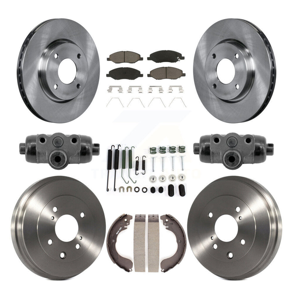 Front Rear Disc Brake Rotors Ceramic Pad Drum Kit (9Pc) For 2008 Nissan Versa 4-Wheel ABS K8C-103785