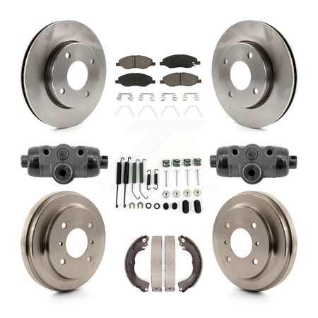 Front Rear Brake Rotor Ceramic Pad Drum Kit (9Pc) For 09-11 Nissan Versa With 4 Wheel ABS K8C-103786