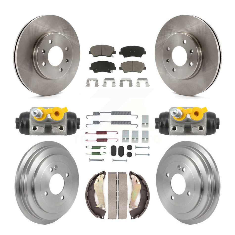 Front Rear Disc Brake Rotors Ceramic Pads And Drum Kit (9Pc) For 2012-2017 Hyundai Accent K8C-103794