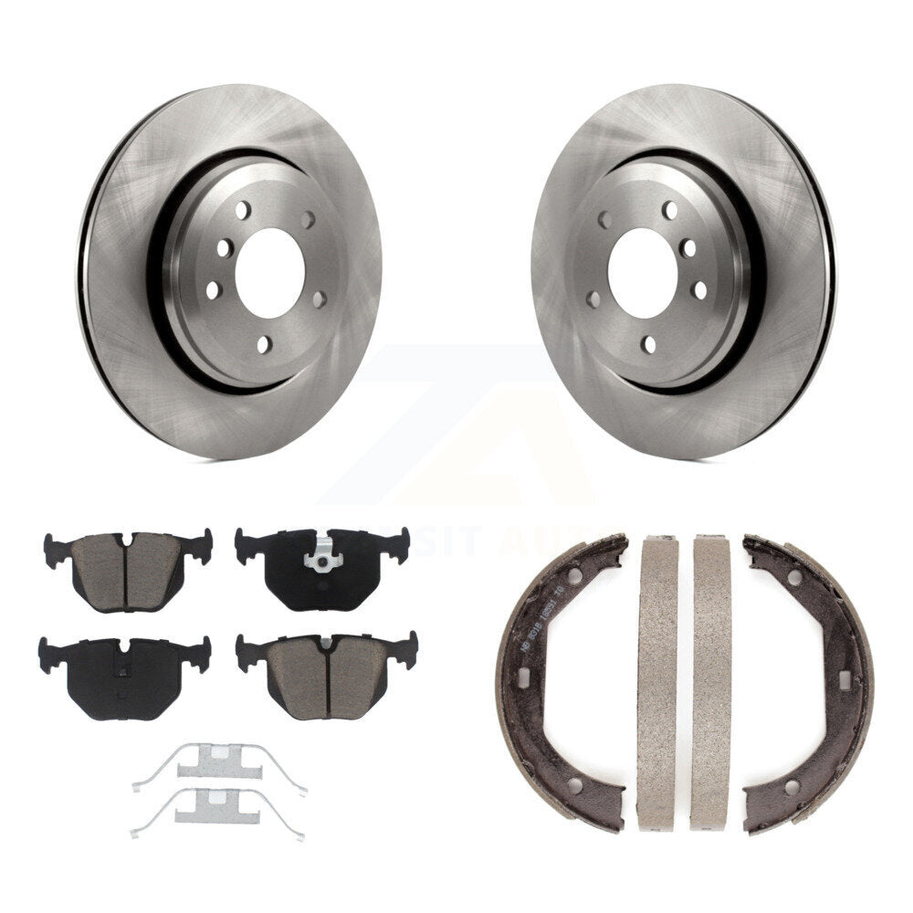 Rear Disc Rotors Ceramic Pads And Parking Brake Shoes Kit For BMW 330Ci 330i 330xi K8C-103825