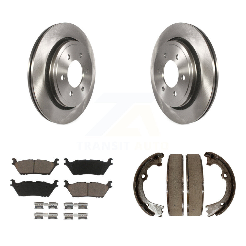 Rear Disc Rotors Ceramic Pads And Parking Brake Shoes Kit For Ford F-150 K8C-103830