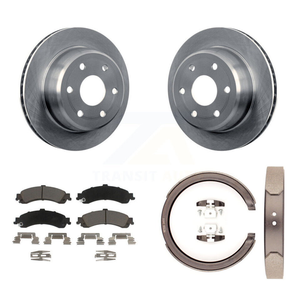 Rear Disc Rotors Ceramic Pads & Parking Shoes Kit For Chevrolet GMC Silverado 1500 Sierra K8C-103835