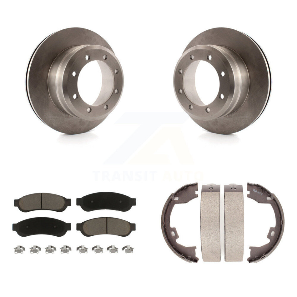 Rear Disc Rotors Ceramic Pads And Parking Brake Shoes Kit For Ford F-350 Super Duty K8C-103847