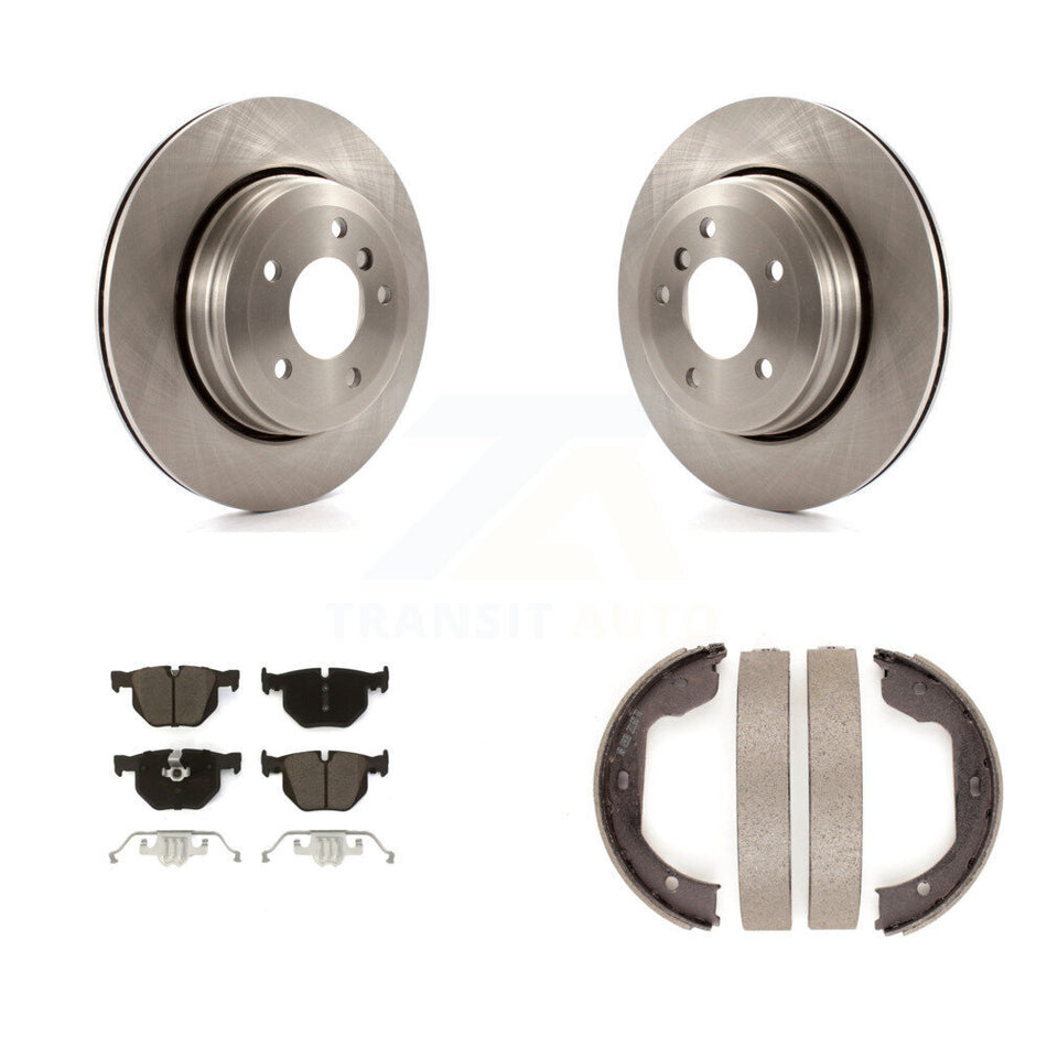 Rear Disc Rotors Ceramic Pads And Parking Brake Shoes Kit For BMW 530i 525i 528i K8C-103850