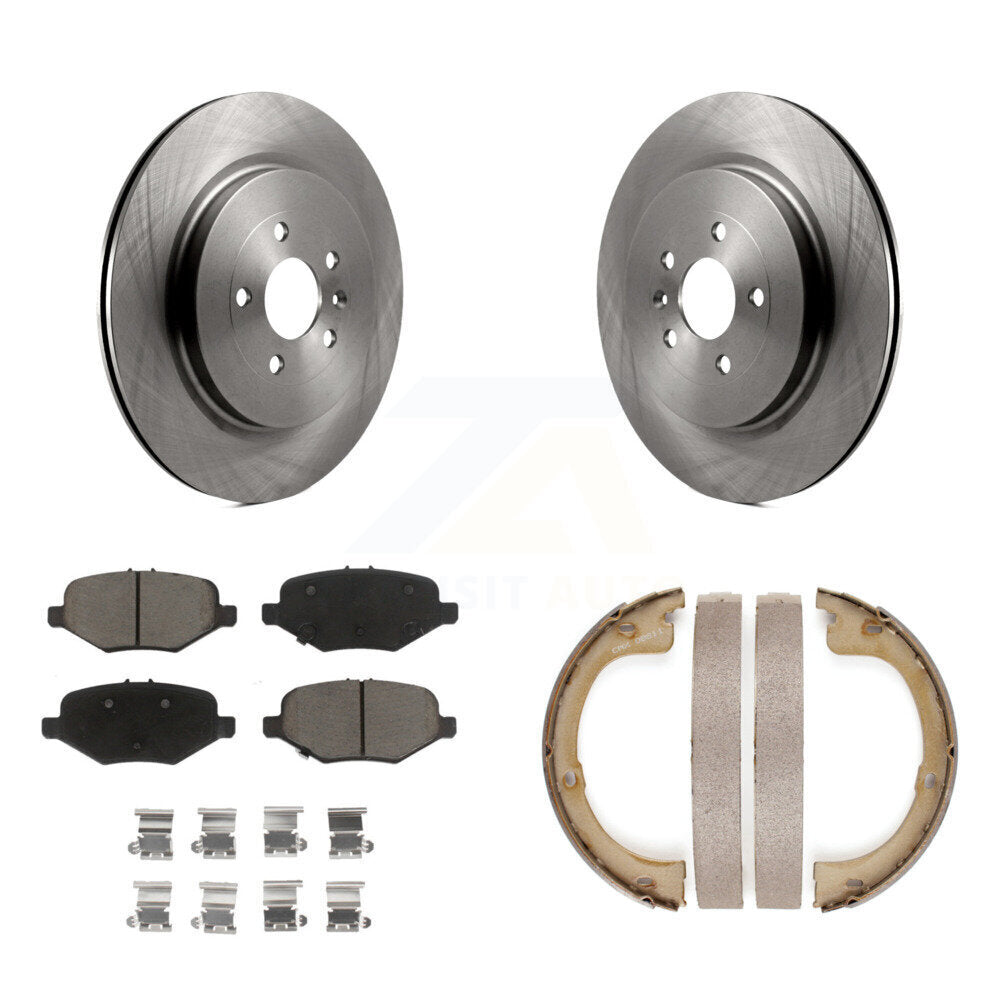 Rear Disc Rotors Ceramic Pads And Parking Brake Shoes Kit For Lincoln MKT K8C-103860