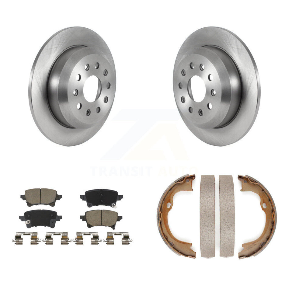 Rear Disc Rotors Ceramic Pads And Parking Brake Shoes Kit For Jeep Wrangler K8C-103866
