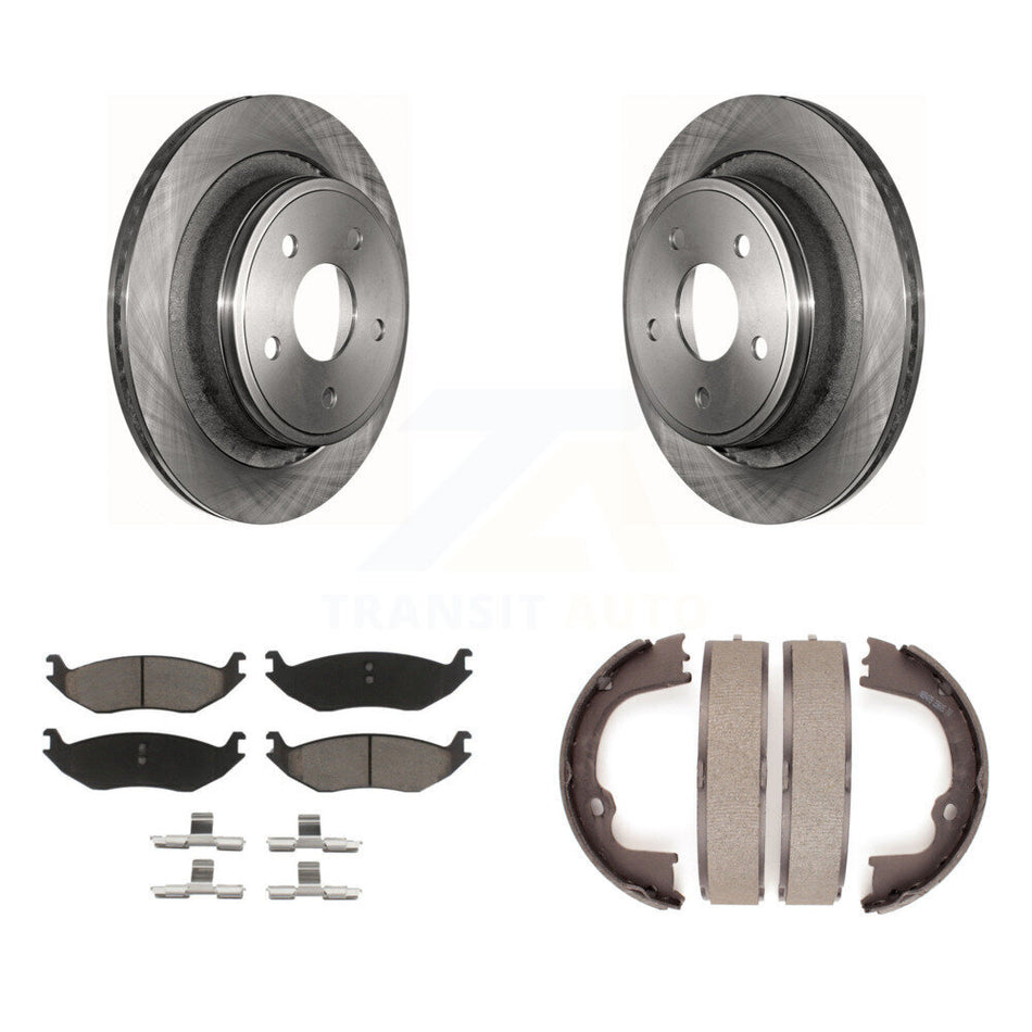 Rear Disc Rotors Ceramic Pads Parking Shoes Kit For Ram 1500 Classic Dodge Chrysler Aspen K8C-103886