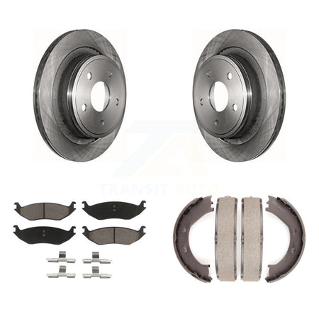 Rear Disc Rotors Ceramic Pads Parking Shoes Kit For Dodge Ram 1500 Durango Chrysler Aspen K8C-103888