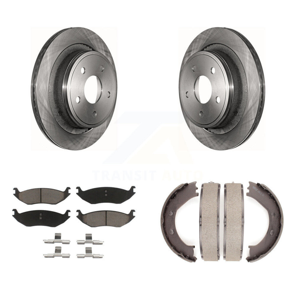 Rear Disc Rotors Ceramic Pads Parking Shoes Kit For Dodge Ram 1500 Durango Chrysler Aspen K8C-103888