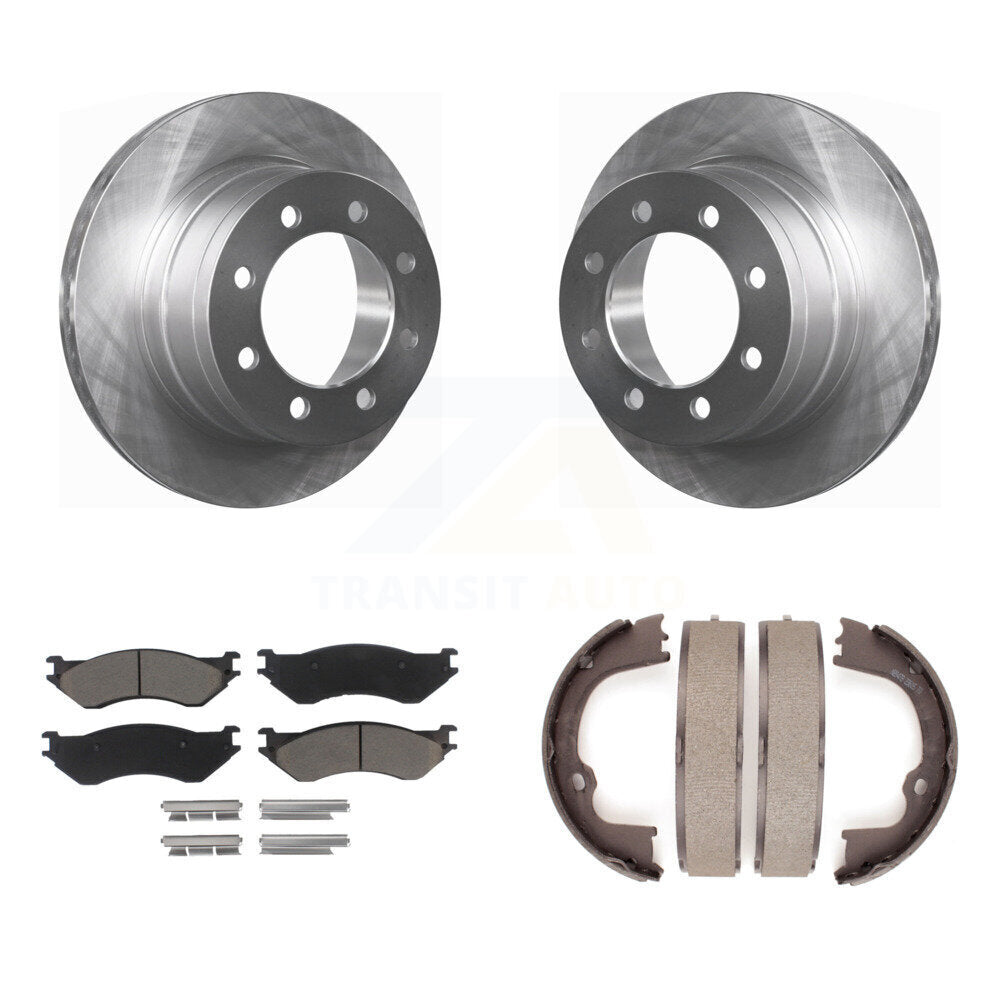 Rear Disc Rotors Ceramic Pads Parking Shoes Kit For 2007 Dodge Ram 1500 With 5 Lug Wheels K8C-103892