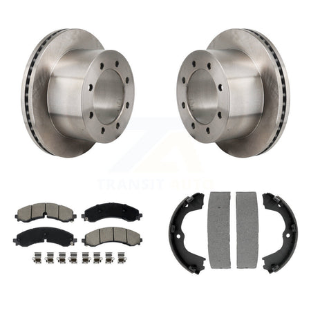 Rear Disc Rotors Ceramic Pads & Parking Brake Shoes Kit For GMC Sierra 3500 HD Chevrolet K8C-103914