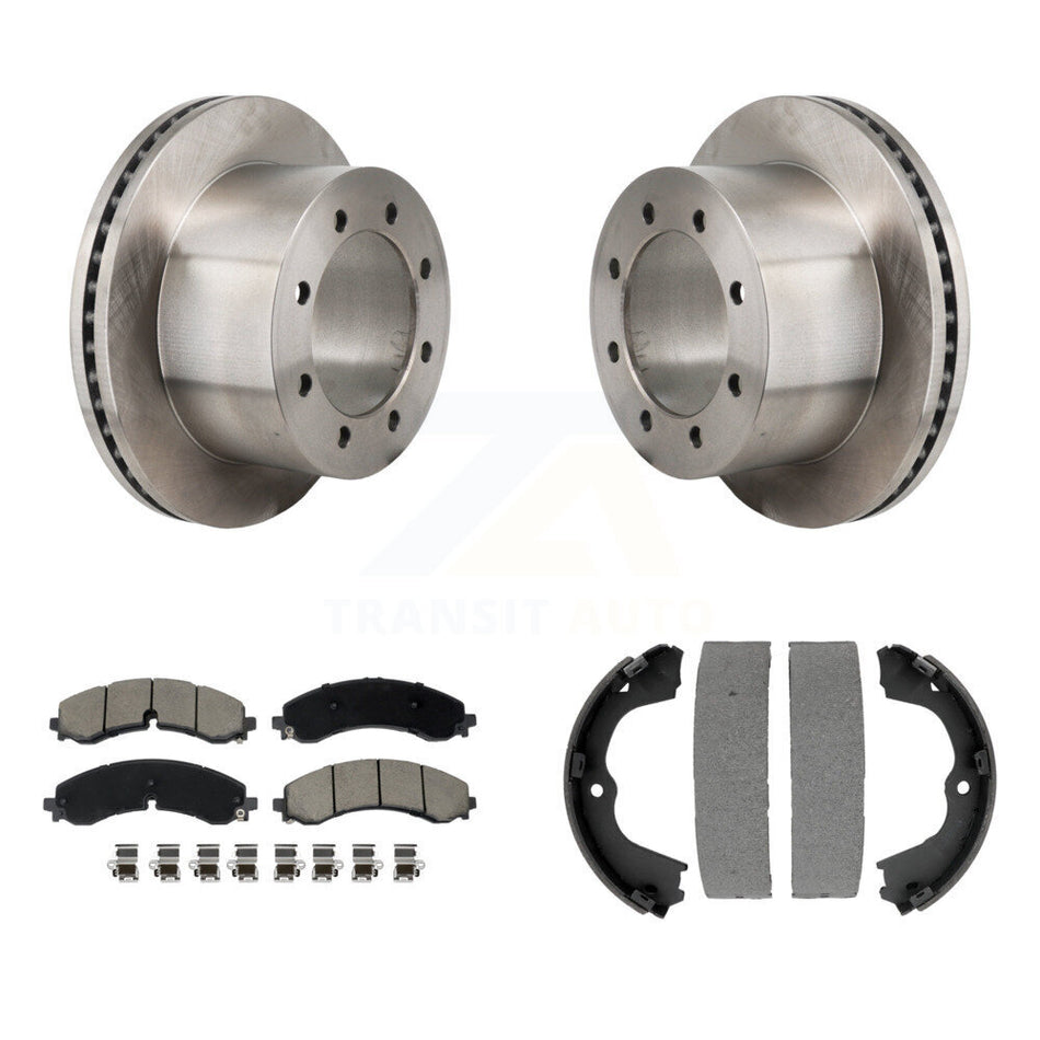 Rear Disc Rotors Ceramic Pads & Parking Brake Shoes Kit For GMC Sierra 3500 HD Chevrolet K8C-103914