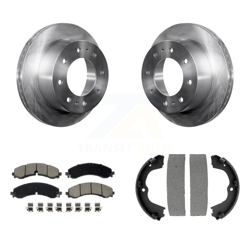 Rear Disc Rotors Ceramic Pads And Parking Shoes Kit For GMC Chevrolet Sierra 2500 HD 3500 K8C-103915