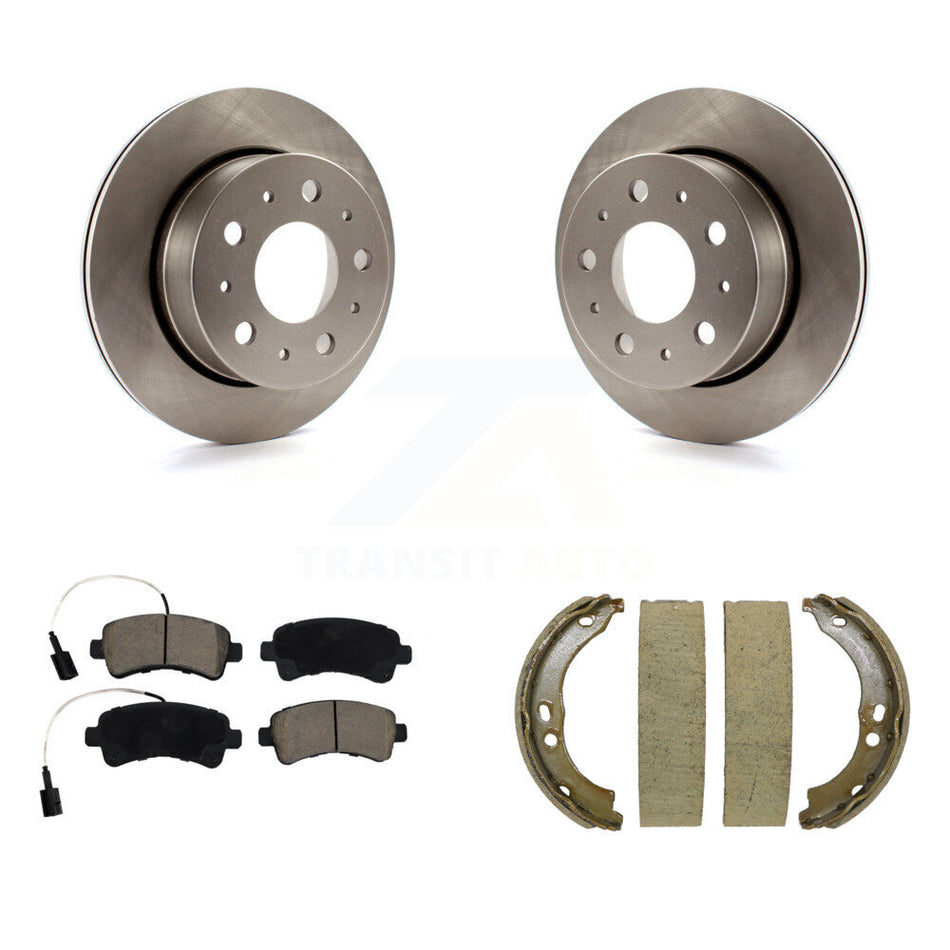 Rear Disc Rotors Ceramic Pads & Parking Brake Shoes Kit For Ram ProMaster 2500 3500 1500 K8C-103916