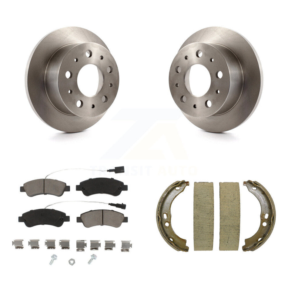 Rear Disc Rotors Ceramic Pads & Parking Brake Shoes Kit For Ram ProMaster 2500 3500 1500 K8C-103917