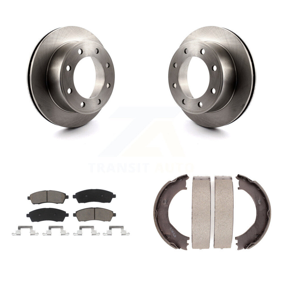 Rear Disc Rotors Ceramic Pads Parking Shoes Kit For Ford F-350 Super Duty F-250 Excursion K8C-103922