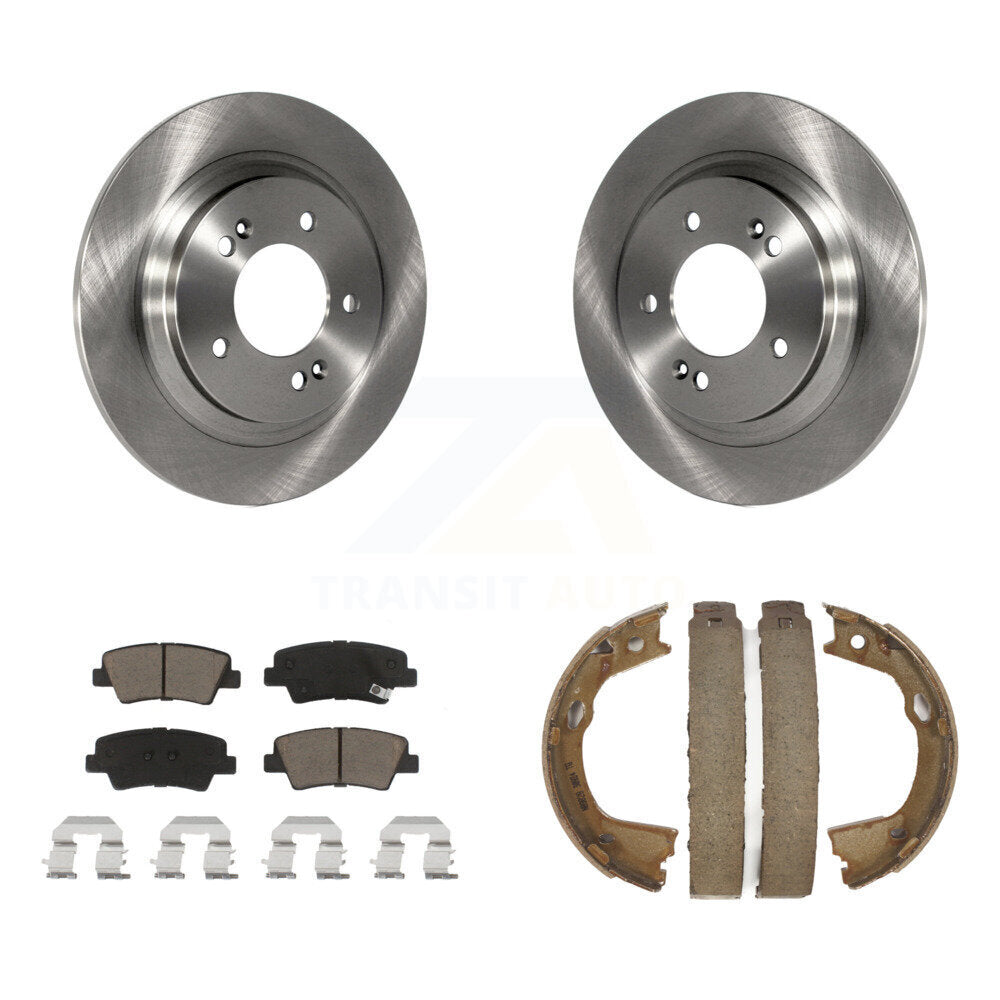 Rear Disc Rotors Ceramic Pads And Parking Brake Shoes Kit For Hyundai Sonata Azera K8C-103929