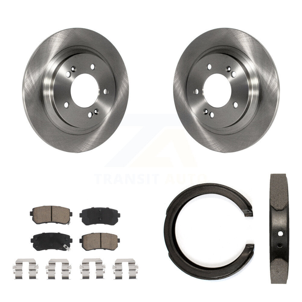 Rear Disc Rotors Ceramic Pads And Parking Brake Shoes Kit For Kia Optima K8C-103931
