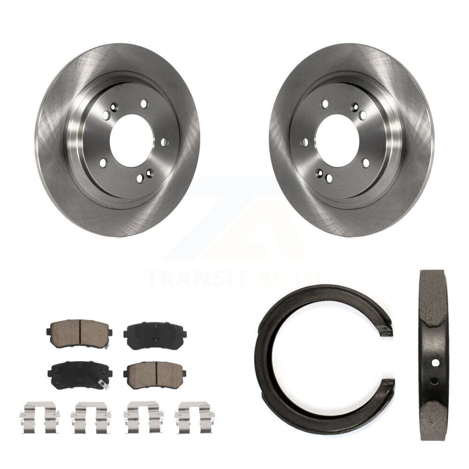 Rear Disc Rotors Ceramic Pads And Parking Brake Shoes Kit For Kia Optima K8C-103931