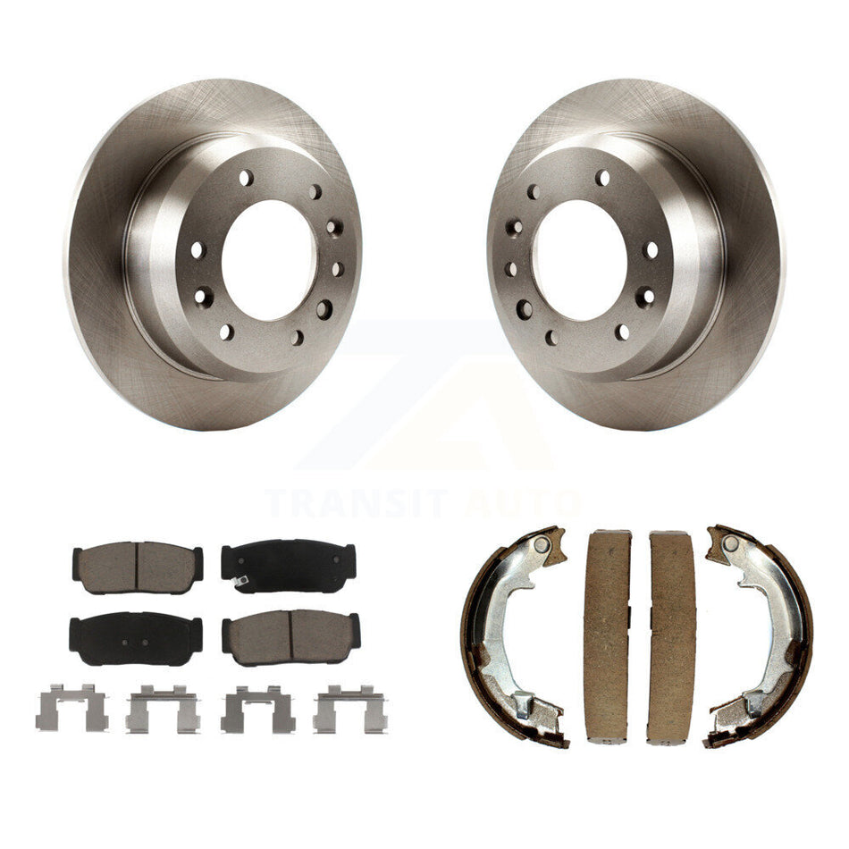 Rear Disc Rotors Ceramic Pads & Parking Brake Shoes Kit For Hyundai Entourage Kia Sedona K8C-103943