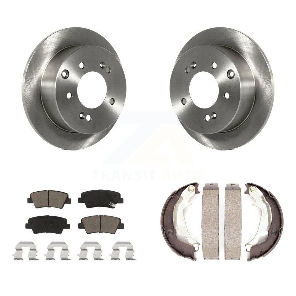 Rear Disc Rotors Ceramic Pads And Parking Brake Shoes Kit For 2010-2013 Kia Soul K8C-103944