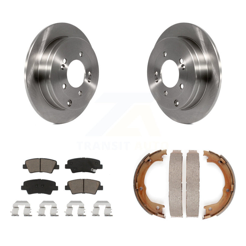 Rear Disc Rotors Ceramic Pads And Parking Brake Shoes Kit For Kia Amanti Hyundai Azera K8C-103945