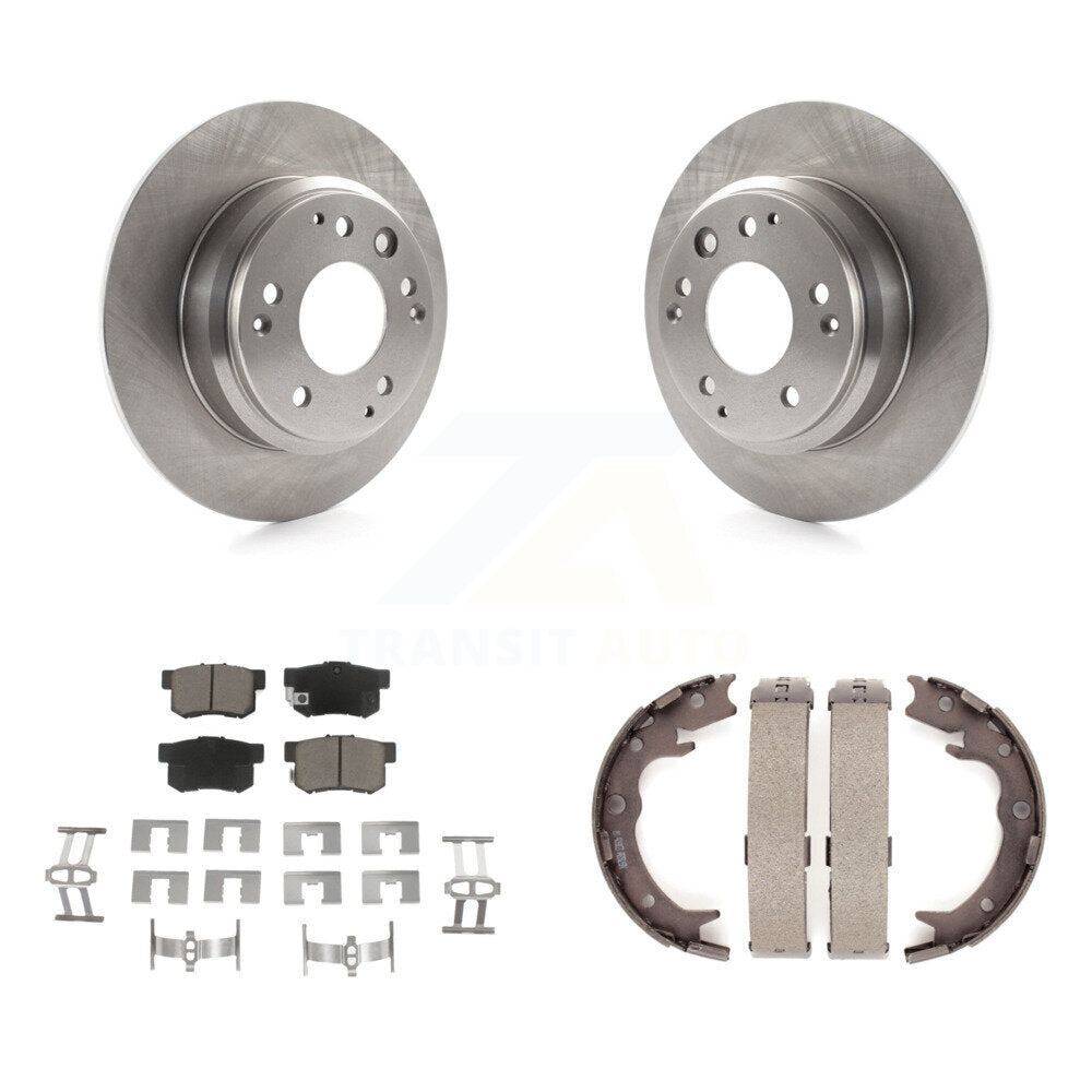 Rear Disc Rotors Ceramic Pads And Parking Brake Shoes Kit For Honda Odyssey Acura RL K8C-103957