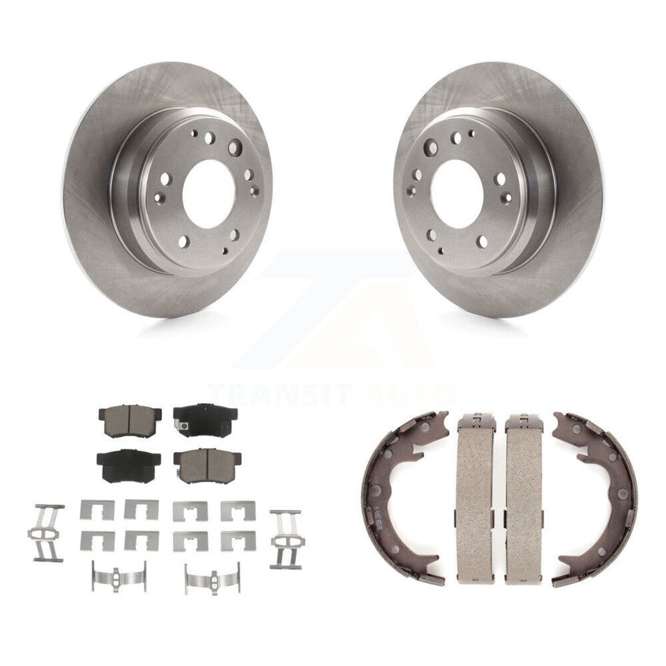 Rear Disc Rotors Ceramic Pads And Parking Brake Shoes Kit For Honda Odyssey Acura RL K8C-103957