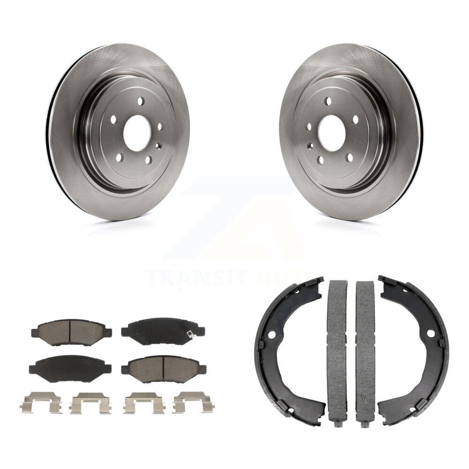 Rear Disc Rotors Ceramic Pads And Parking Brake Shoes Kit For Cadillac CTS K8C-103960