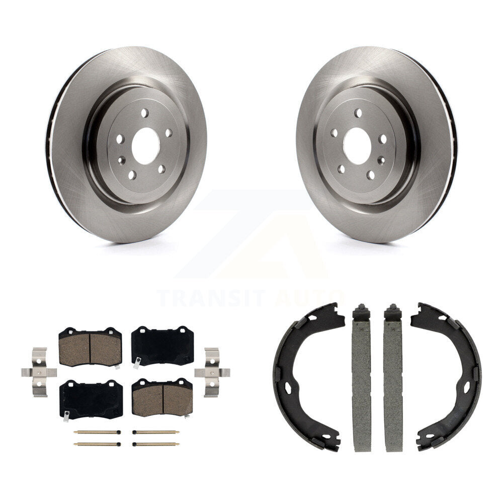 Rear Disc Rotors Ceramic Pads & Parking Brake Shoes Kit For Chevrolet Camaro Cadillac CTS K8C-103963