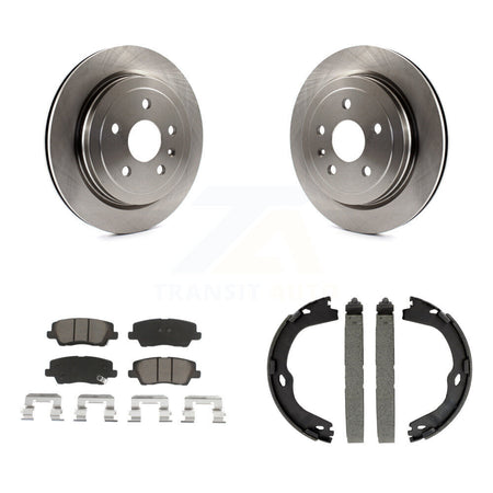 Rear Disc Rotors Ceramic Pads And Parking Brake Shoes Kit For Cadillac CTS K8C-103964