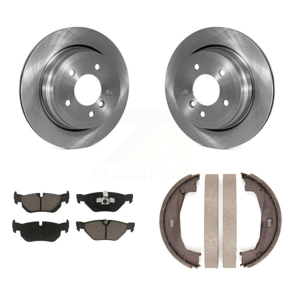 Rear Disc Rotors Ceramic Pads & Parking Brake Shoes Kit For 2012 BMW 328i Wagon with 3.0L K8C-103981