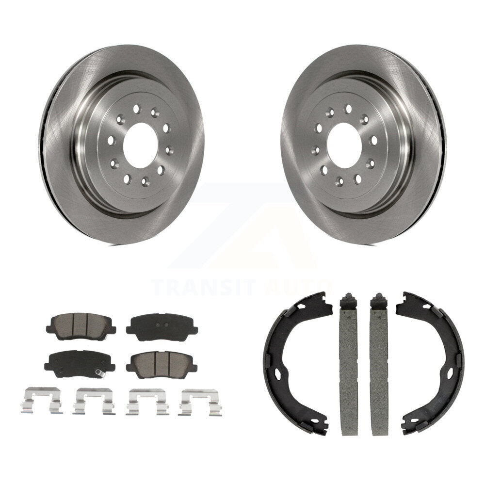 Rear Disc Rotors Ceramic Pads And Parking Brake Shoes Kit For Cadillac ATS K8C-103991