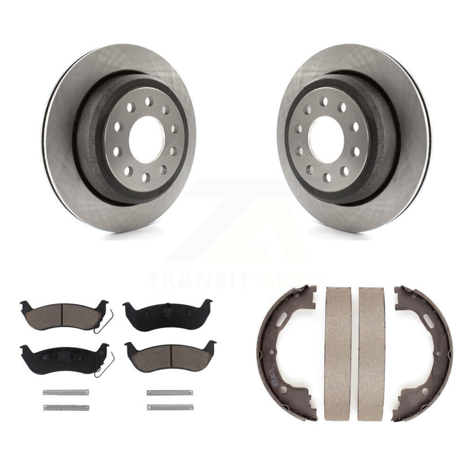Rear Disc Rotors Ceramic Pads And Parking Shoes Kit For 2003-2011 Lincoln Town Car Sedan K8C-103998