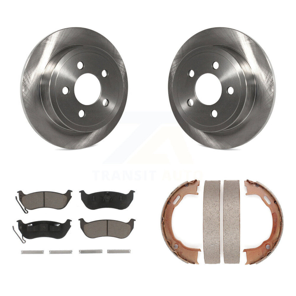 Rear Disc Rotors Ceramic Pads And Parking Brake Shoes Kit For Jeep Liberty Wrangler TJ K8C-104018