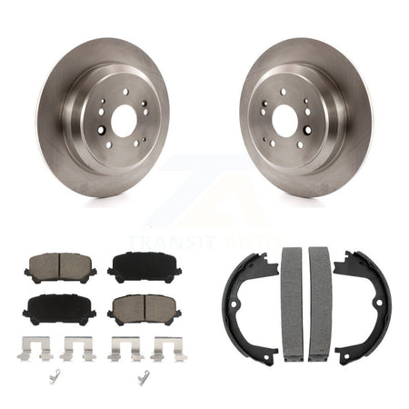 Rear Disc Rotors Ceramic Pads And Parking Brake Shoes Kit For 2014-2016 Acura MDX K8C-104021