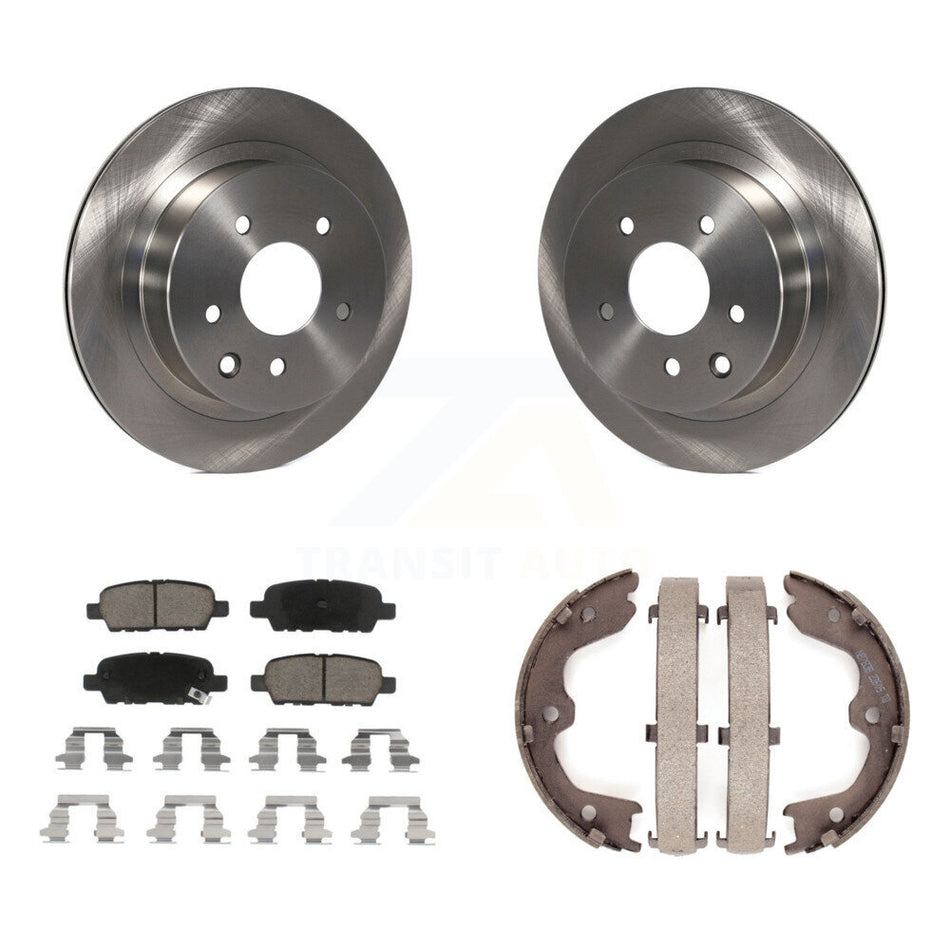 Rear Disc Rotors Ceramic Pads And Parking Brake Shoes Kit For INFINITI G35 Nissan 350Z K8C-104024