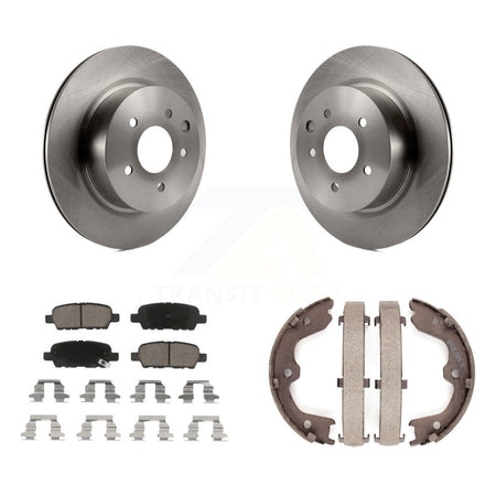 Rear Disc Rotors Ceramic Pads Parking Shoes Kit For INFINITI Nissan Maxima G37 QX50 EX35 K8C-104025