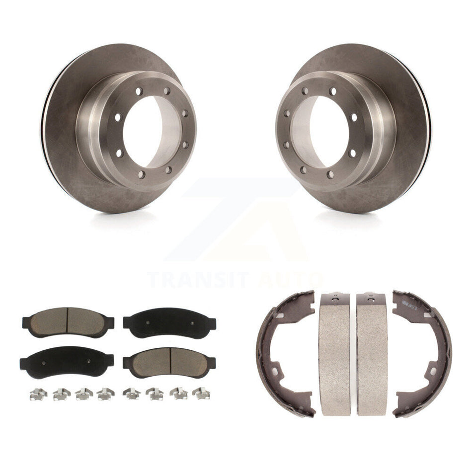 Rear Disc Rotors Ceramic Pads And Parking Shoes Kit For Ford F-350 Super Duty F-250 F-450 K8C-104027