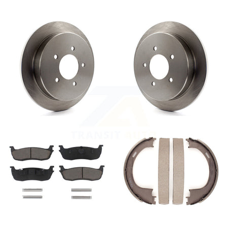 Rear Disc Rotors Ceramic Pads & Parking Brake Shoes Kit For Ford F-150 Expedition Lincoln K8C-104030
