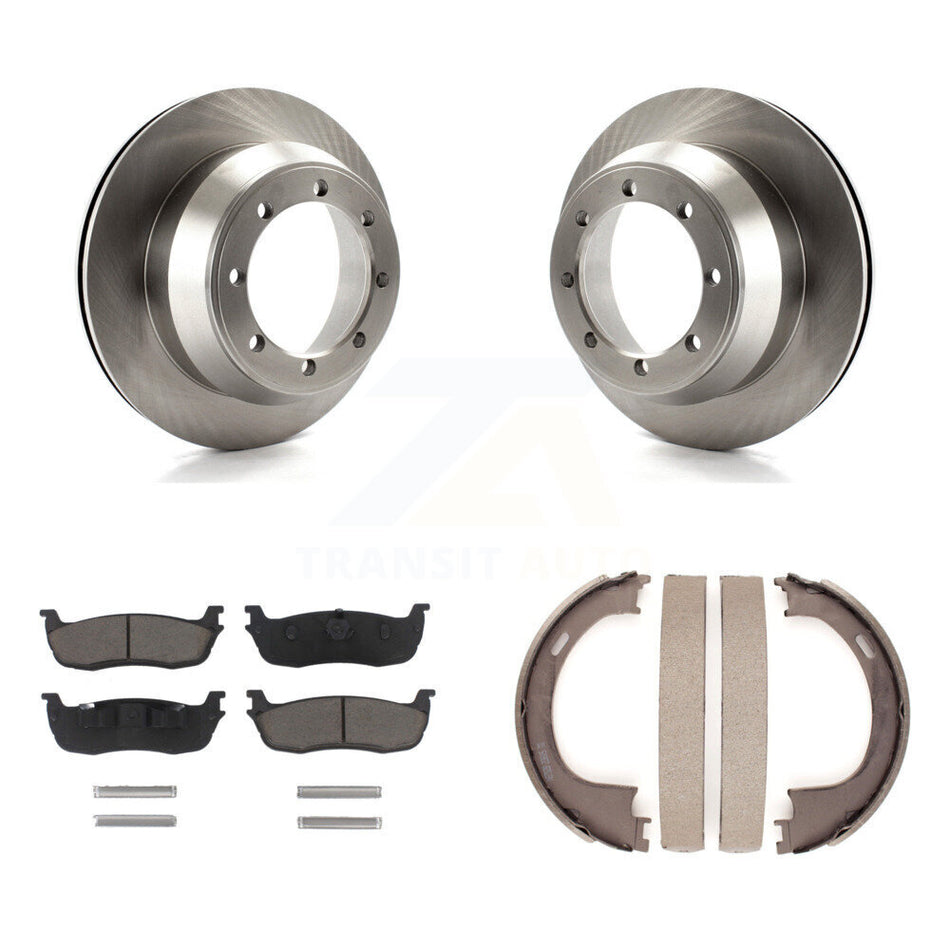 Rear Disc Rotors Ceramic Pads & Parking Shoes Kit For 01-03 Ford F-150 With 8 Lug Wheels K8C-104032