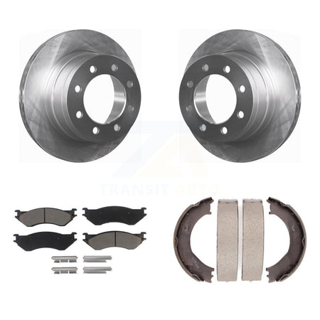 Rear Disc Rotors Ceramic Pads & Parking Brake Shoes Kit For 2003-2005 Dodge Ram 2500 3500 K8C-104035