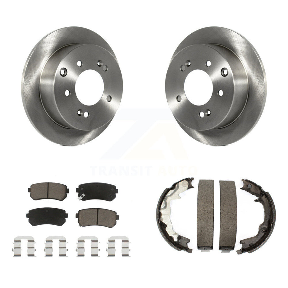 Rear Disc Rotors Ceramic Pads And Parking Brake Shoes Kit For 2010-2013 Kia Forte Koup K8C-104041