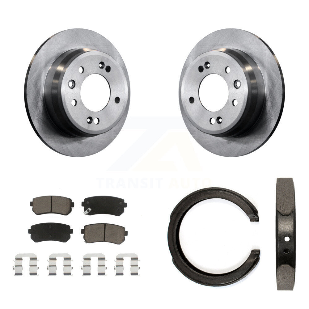 Rear Disc Rotors Ceramic Pads And Parking Brake Shoes Kit For 2011-2016 Kia Sportage FWD K8C-104042