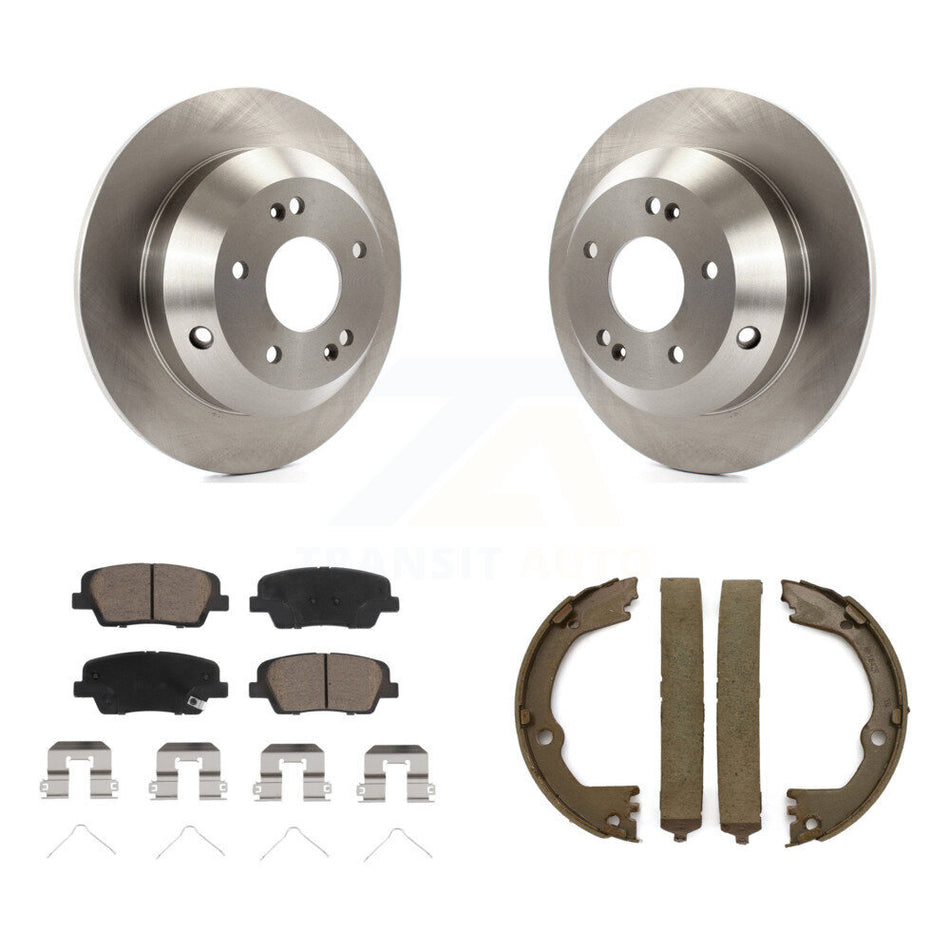 Rear Disc Rotors Ceramic Pads And Parking Brake Shoes Kit For Hyundai Santa Fe Sport XL K8C-104045